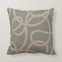 Nautical Rope Pattern Light Blue en Tan Kussen