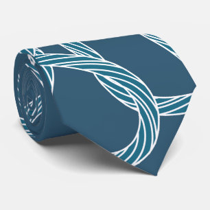 Nautical Rope Pattern Monogram Navy Blue Stropdas