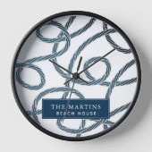 Nautical Rope Pattern White Navy House Klock (Voorkant)