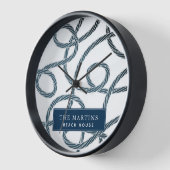 Nautical Rope Pattern White Navy House Klock (Hoek)