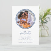 Nautical Rope Photo Wedding Save the Date (Staand voorkant)