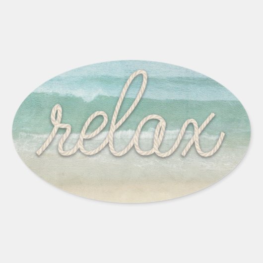 Nautical Rope Relax Text on Ocean Ovale Sticker (Voorkant)