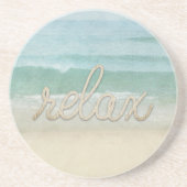 Nautical Rope Relax Text on Ocean Zandsteen Onderzetter (Voorkant)