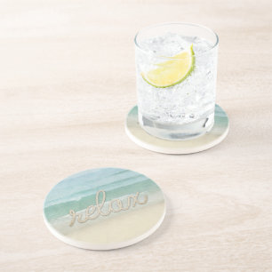 Nautical Rope Relax Text on Ocean Zandsteen Onderzetter