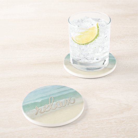 Nautical Rope Relax Text on Ocean Zandsteen Onderzetter (Zijkant)