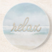 Nautical Rope Relax Text on Ocean Zandsteen Onderzetter (Voorkant)