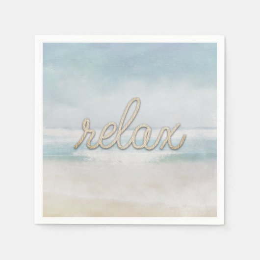 Nautical Rope Relax Text op Ocean Napkins Servet (Voorkant)