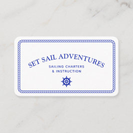 Nautical Rope Sailing Ship Helm Navy White Visitekaartje
