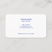 Nautical Rope Sailing Ship Helm Navy White Visitekaartje (Achterkant)