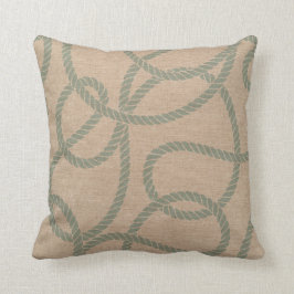 Nautical Rope Seafoam Green en Natural Kussen