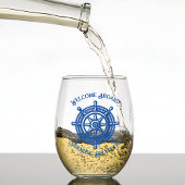 Nautical Rope Ship Wheel Boot Naam Welkom aan boor Wijnglas Zonder Voet