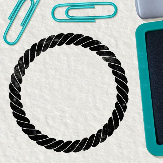 Nautical Rope Thick Twist Cartoon Cirkel Lijst Rubberstempel