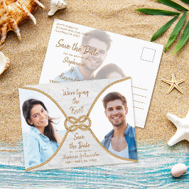 Nautical Rope Tying the Knot Wedding Save the Date Aankondigingskaart