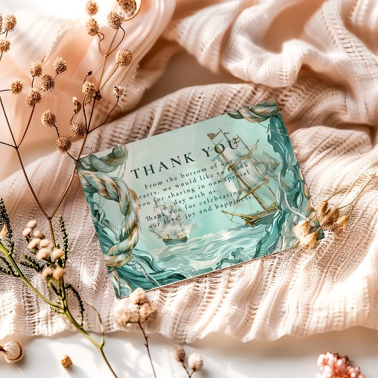 Nautical Rope Voyage Wedding Bedankkaart