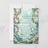 Nautical Rope Voyage Wedding RSVP Kaartje (Voorkant)