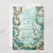 Nautical Rope Voyage Wedding Save The Date (Voorkant)