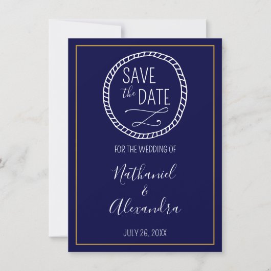 Nautical Rope Wreath Wedding Save the Date (Voorkant)