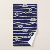Nautical Ropes Navy & White Family Name Bad Handdoek (Handdoek)