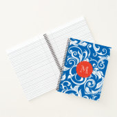 Nautical Royal Blue Wallpaper Swirl Monogram Notitieboek (Binnen)