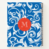 Nautical Royal Blue Wallpaper Swirl Monogram Notitieboek (Achterkant)
