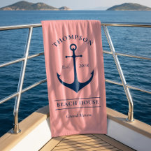 Nautical Roze Anker Strandhuis Monogram