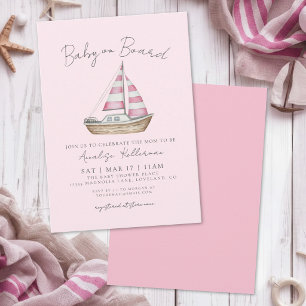 Nautical Roze Meisje Baby Shower Kaart