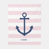 Nautical roze striped kind's deken - gepersonalise (Voorkant)