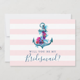 Nautical Roze zal je mijn Bridesmaid Kaart zijn