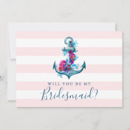 Nautical Roze zal je mijn Bridesmaid Kaart zijn