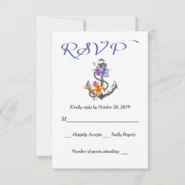 Nautical RSVP Boat Anchor Floral Blue Response