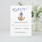 Nautical RSVP Boat Anchor Floral Blue Response Kaartje (Staand voorkant)
