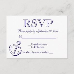 Nautical RSVP Navy Blue Anchor Wedding Party