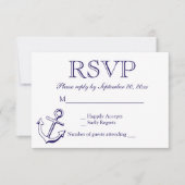 Nautical RSVP Navy Blue Anchor Wedding Party (Voorkant)