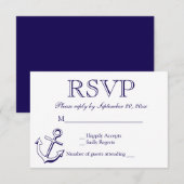 Nautical RSVP Navy Blue Anchor Wedding Party (Voorkant / Achterkant)