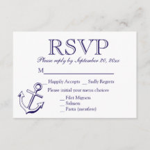 Nautical RSVP Navy Blue Anchor Wedding Party