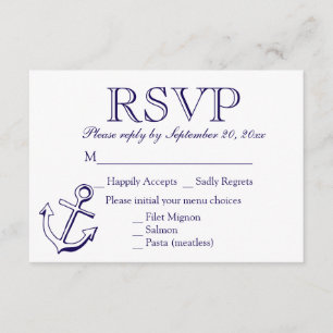Nautical RSVP Navy Blue Anchor Wedding Party