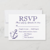 Nautical RSVP Navy Blue Anchor Wedding Party (Voorkant)
