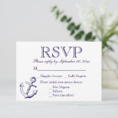 Nautical RSVP Navy Blue Anchor Wedding Party (Staand voorkant)