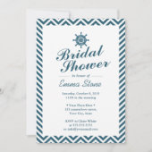 Nautical Rudder Blue Chevron Stripes Vrijgezellenf Kaart (Voorkant)