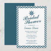 Nautical Rudder Blue Chevron Stripes Vrijgezellenf Kaart (Voorkant / Achterkant)