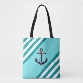 Nautical rustand/marine knot/aqua/white stripe tote bag (Voorkant)