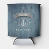 Nautical rustic boot name  ankertouw kan blikjeskoeler (Voorkant)
