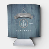 Nautical rustic boot name  ankertouw kan blikjeskoeler (Achterkant)