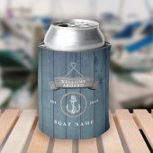 Nautical rustic boot name  ankertouw kan blikjeskoeler