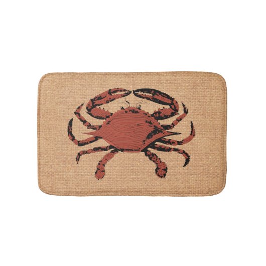 Nautical Rustic Crab Bathroom Bath Mat Anti-Skid (Voorkant)
