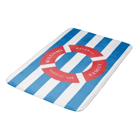 Nautical Safe Circular Monogram Large Bath Mat (Gekanteld)