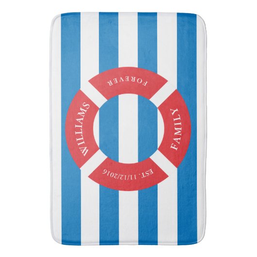 Nautical Safe Circular Monogram Large Bath Mat (Voorkant Verticaal)