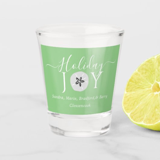 Nautical Sage Green Sand Dollar 3 Kerstmis Shot Glas (Voorkant)
