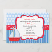 Nautical Saiboot Baby Shower Invitaties Kaart (Voorkant)