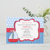 Nautical Saiboot Baby Shower Invitaties Kaart (Staand voorkant)